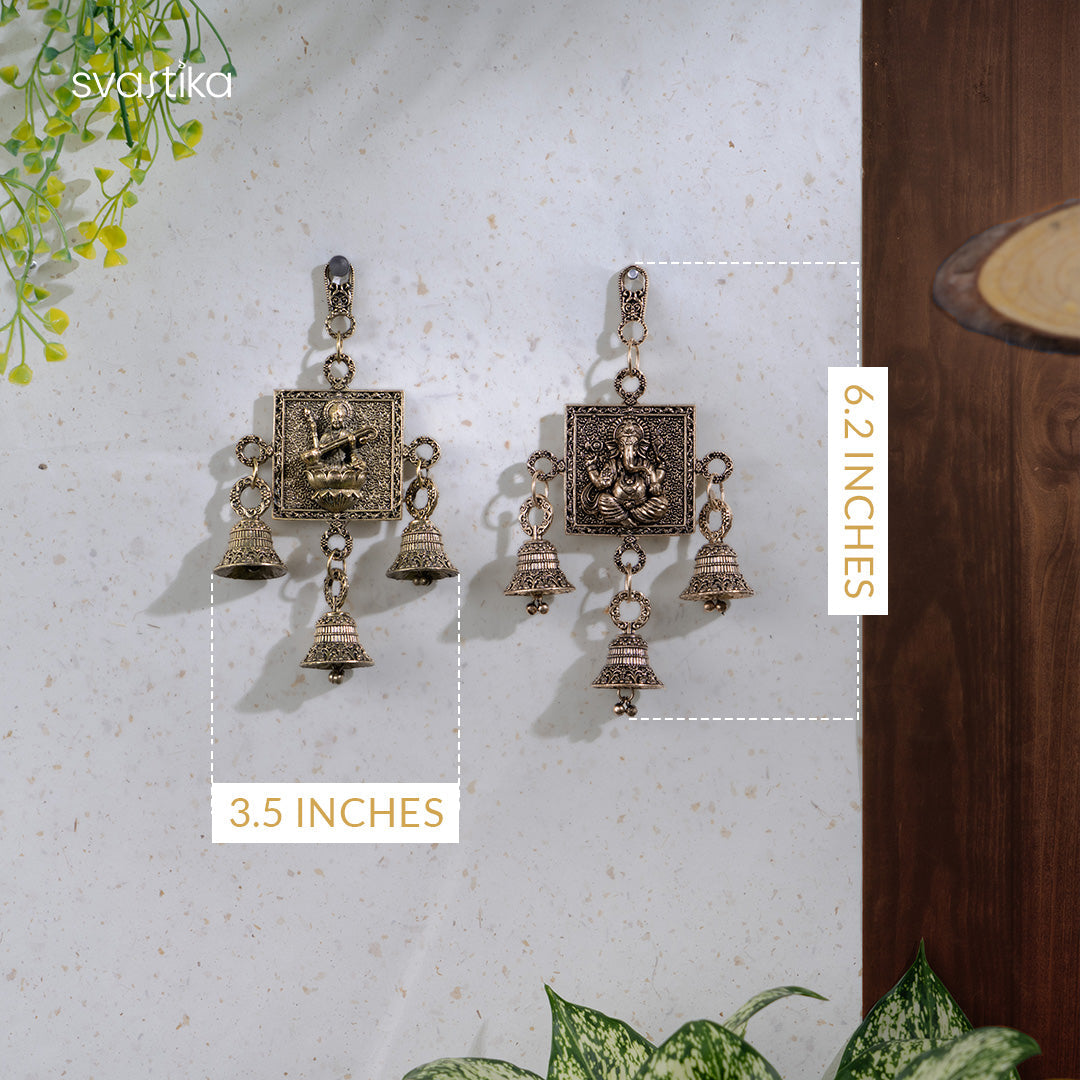 Brass Lakshmi Ganesh Latkan With Bells