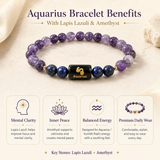 Aquarius (कुंभ राशि) Zodiac Amethyst & Blue Stone Bracelet