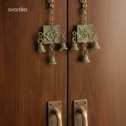Brass Om Swastik Latkan With Bells