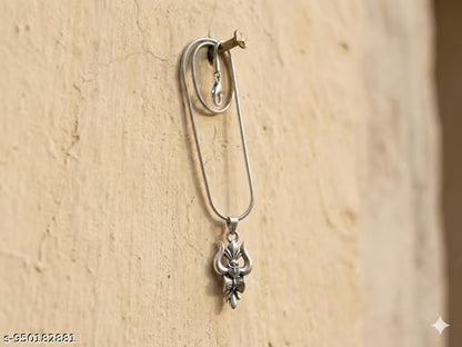 Round chain silver with trishul damru locket bhole Baba high quality product