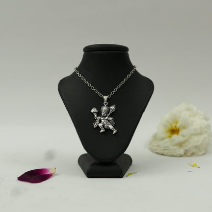 Lord Hanuman Sanjeevani Pendant in Brass with Silver Finish (Pendant Only)