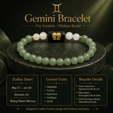 Gemini (मिथुन राशि) Zodiac Green Aventurine & Milky Quartz Bracelet