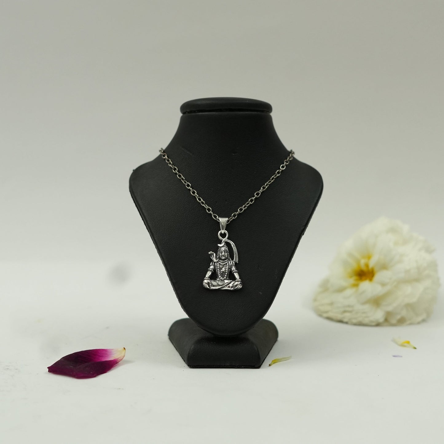 Lord Shiva Meditating Pendant in Brass with Silver Finish (Pendant Only)