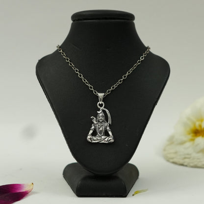 Lord Shiva Meditating Pendant in Brass with Silver Finish (Pendant Only)