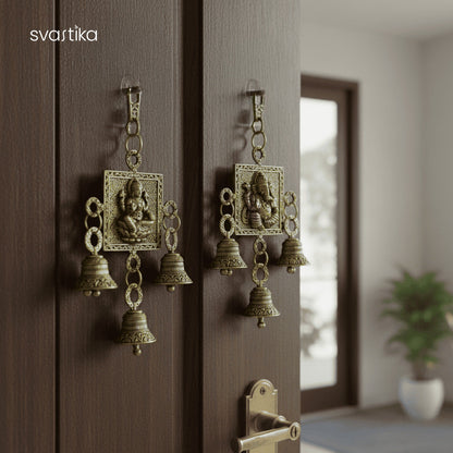 Brass Lakshmi Ganesh Latkan With Bells