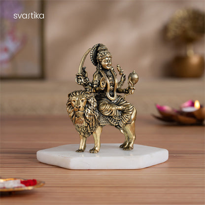 Brass 8 Armed Maa Durga Idol Sitting on Lion