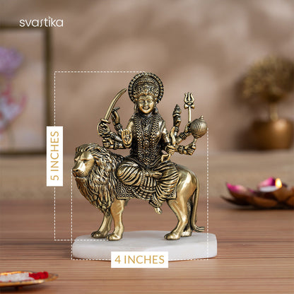 Brass 8 Armed Maa Durga Idol Sitting on Lion