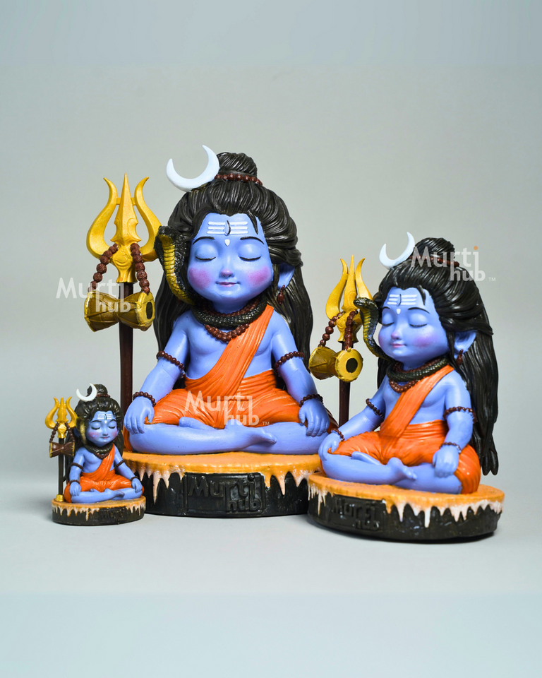 Baal Shiva Idol — The Serene Meditator | Hand-Painted, 7 cm | Car Dashboard & Home