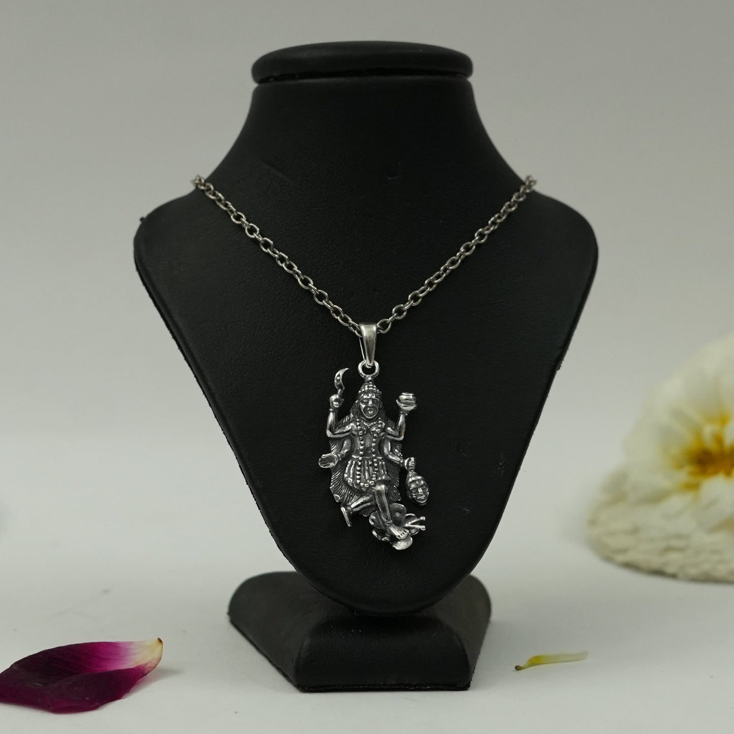 Maa Kali Brass Pendant with Silver Finish – Divine Protection Locket (Pendant Only)