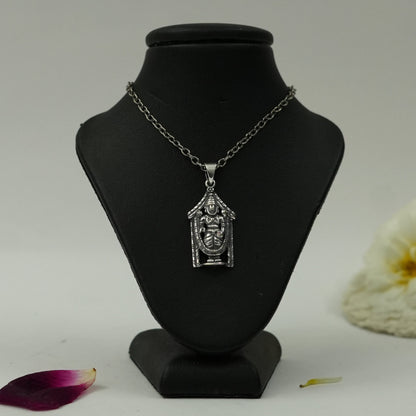 Lord Venkateswara (Balaji) Brass Pendant with Silver Finish – Temple Design Locket (Pendant Only)
