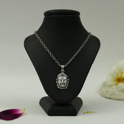 Maa Kali Face Brass Pendant with Silver Finish – Divine Protection Locket (Pendant Only)