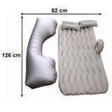 Portable Car Air Mattress Bed Set With Pump  Pillows Inflatable (Grey)