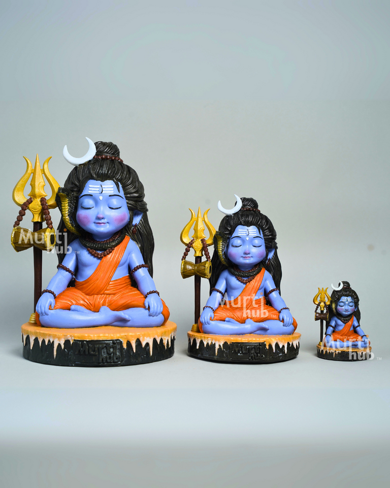 Baal Shiva Idol — The Serene Meditator | Hand-Painted, 7 cm | Car Dashboard & Home