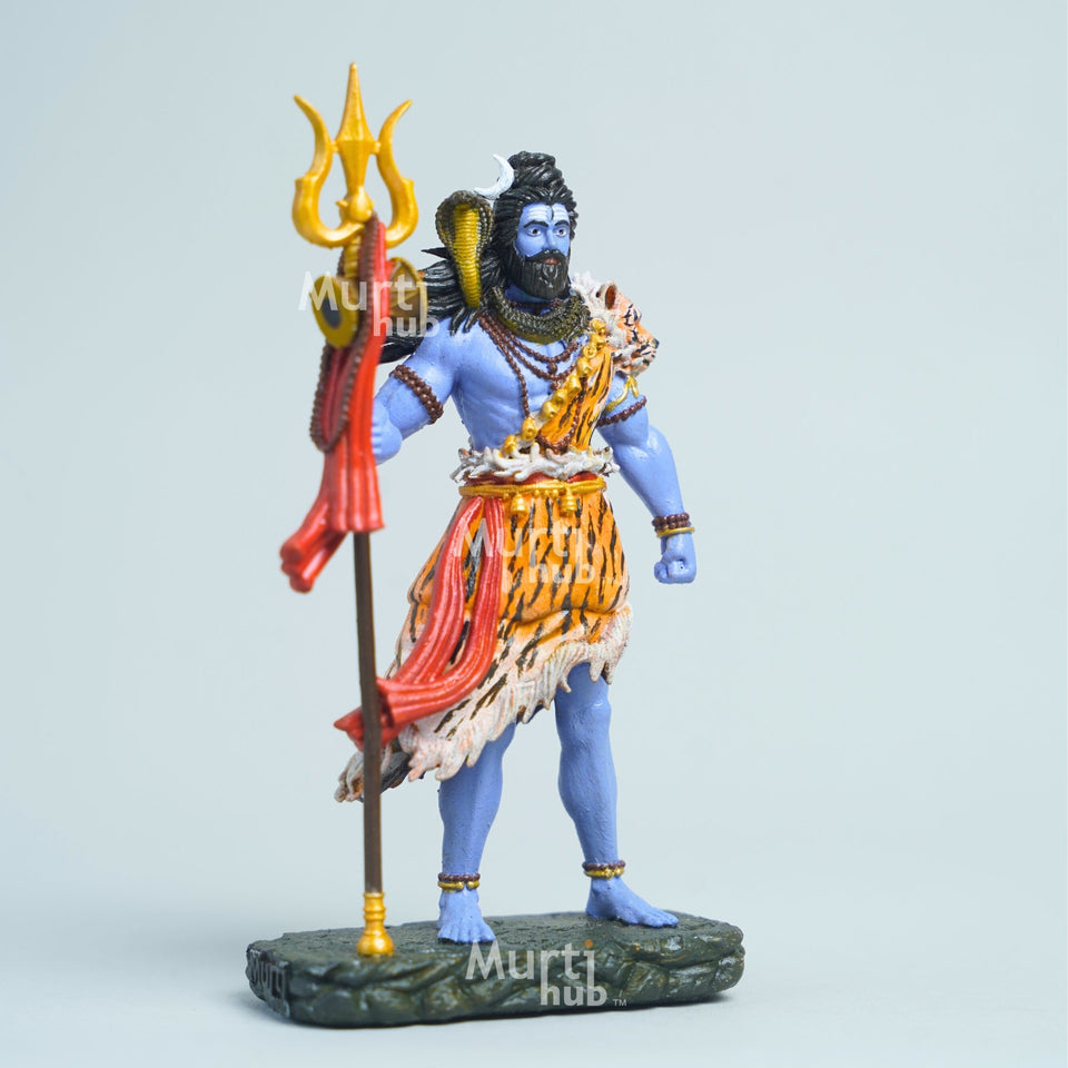 Shiva — The Protector | Exclusively Hand-Painted Standing Mahadev Idol | 12 cm