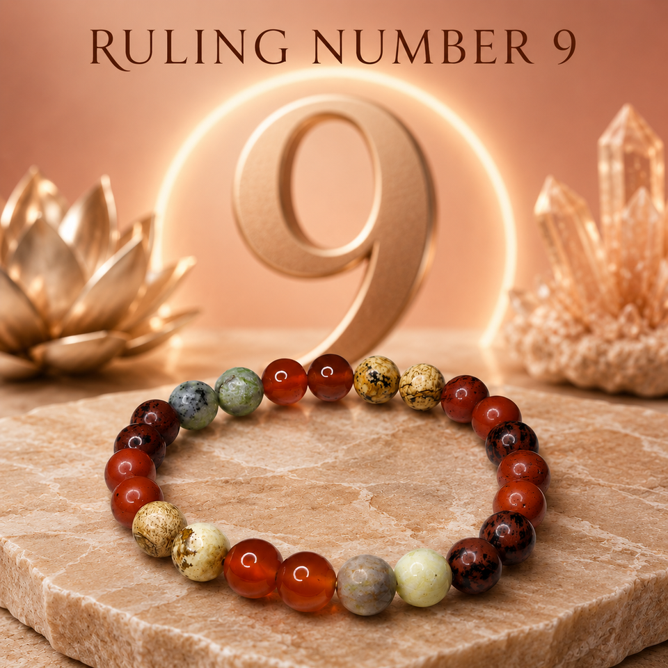 Ruling Number 9 | Crystal Bracelet | Numerology Bracelet - 8mm