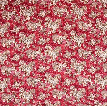 Red & Beige Floral King Size Double Bed Bedsheet with 2 Pillow Covers