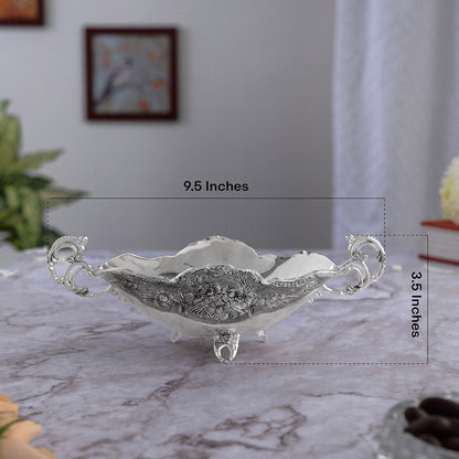 Oval Shaped Decorative Bowl- German Silver (9.5 Inch)