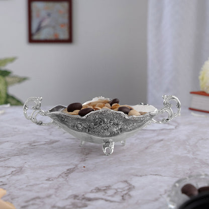 Oval Shaped Decorative Bowl- German Silver (9.5 Inch)