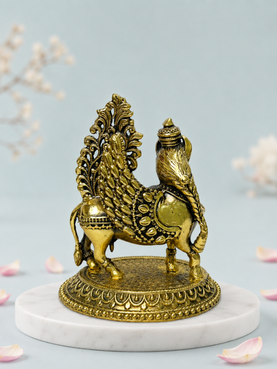 Antique Brass Kamadhenu Lakshmi Statue for Home Temple & Decor