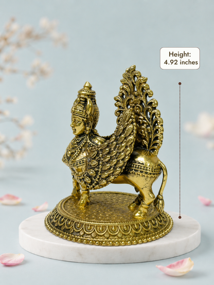 Antique Brass Kamadhenu Lakshmi Statue for Home Temple & Decor