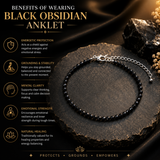 Natural Black Obsidian Anklet