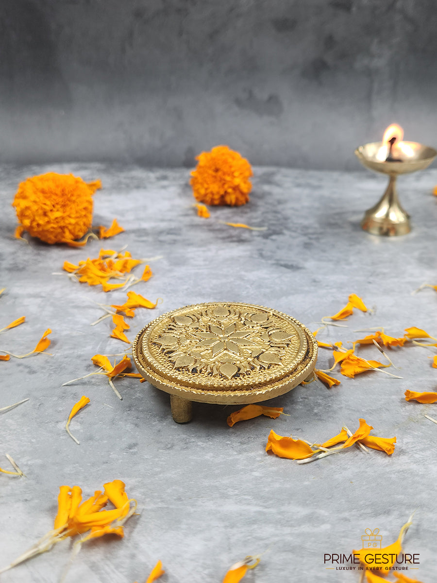 Sacred Mini‑Height Brass Chowki