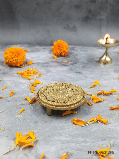 Sacred Mini‑Height Brass Chowki