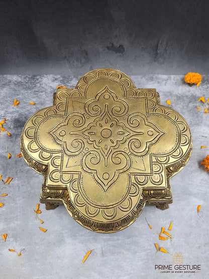 Elegant Antique Brass Square Chowki