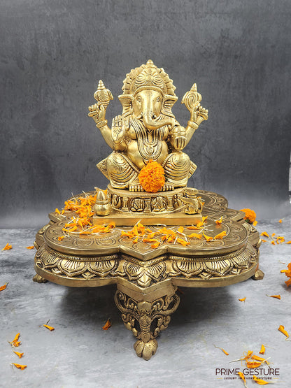 Elegant Antique Brass Square Chowki