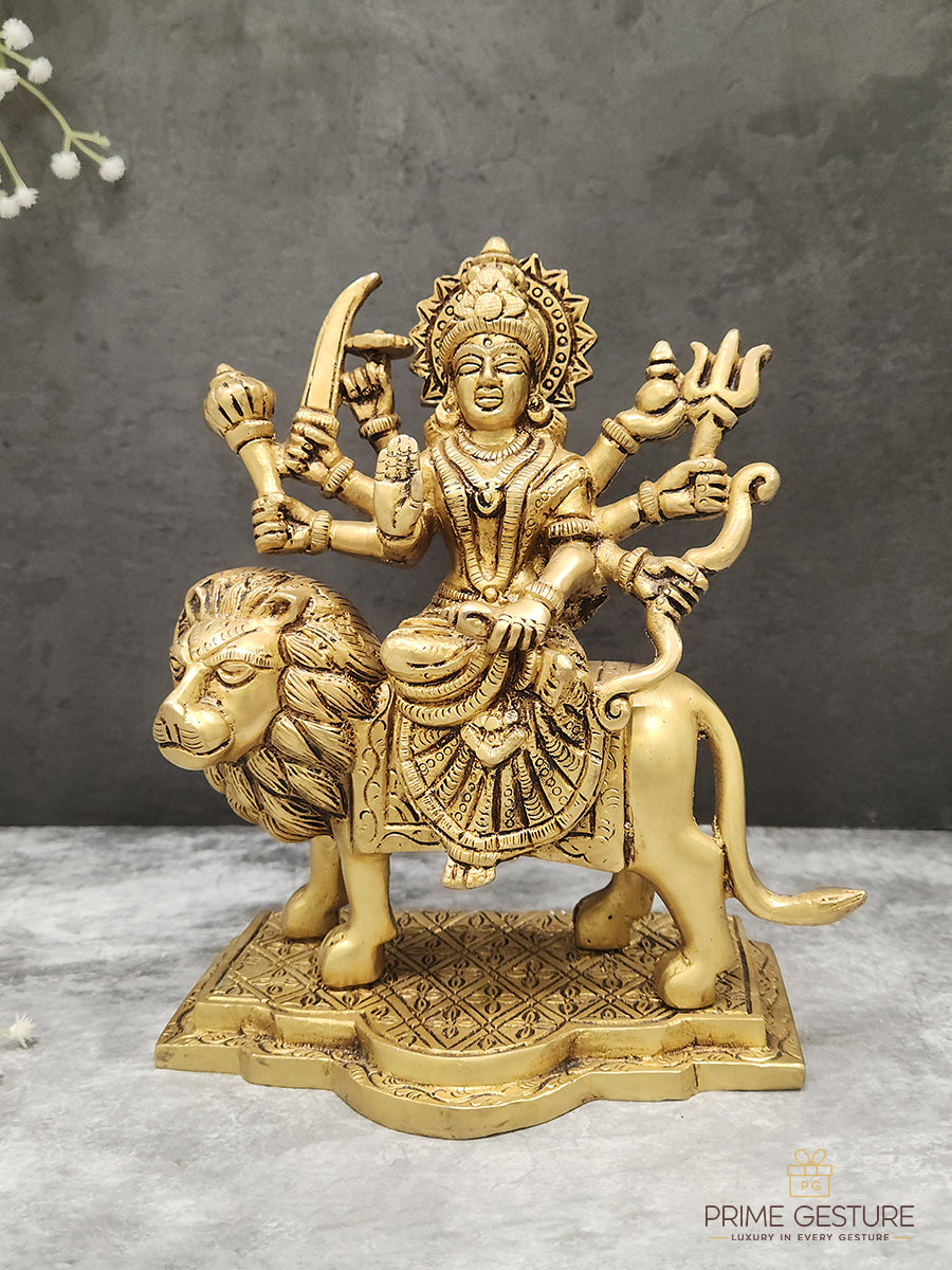 Brass Maa Durga Idol on Lion