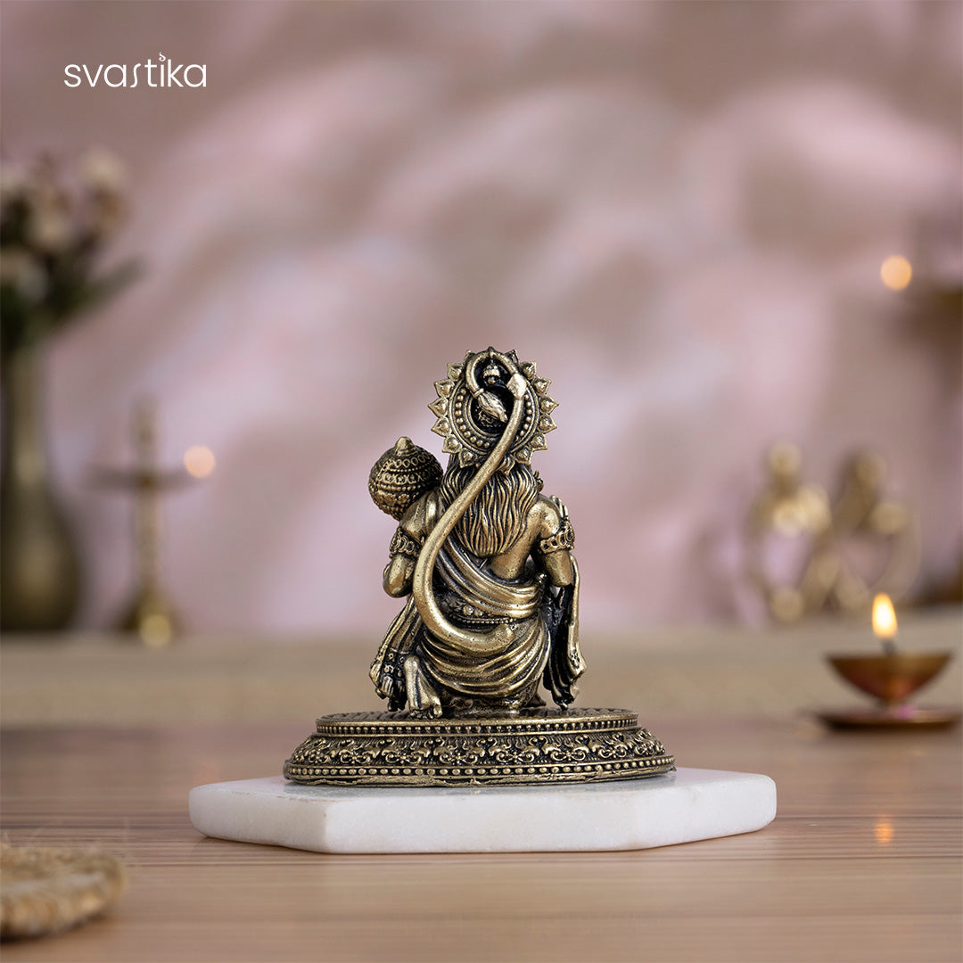 Brass Hanuman Idol Blessing in Abhaya Mudra (3.5 Inch)