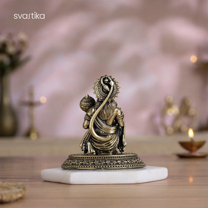 Brass Hanuman Idol Blessing in Abhaya Mudra (3.5 Inch)
