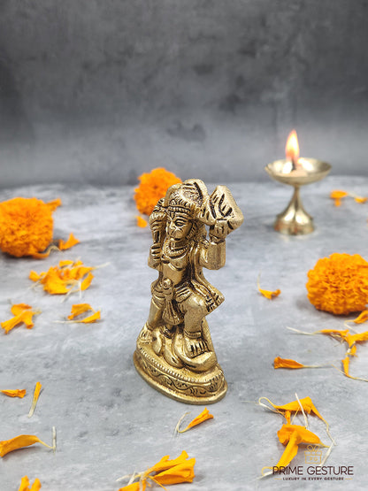 Brass Hanuman Ji Idol with Sanjeevani Mountain