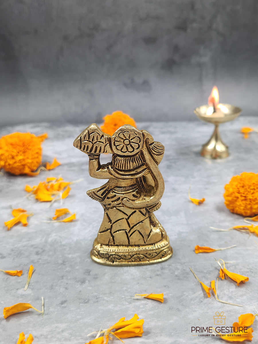 Brass Hanuman Ji Idol with Sanjeevani Mountain