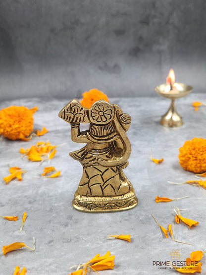 Brass Hanuman Ji Idol with Sanjeevani Mountain