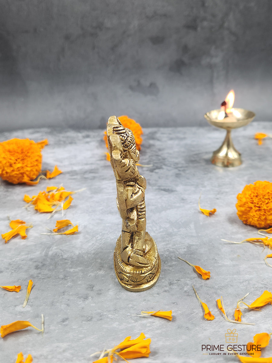 Brass Hanuman Ji Idol with Sanjeevani Mountain
