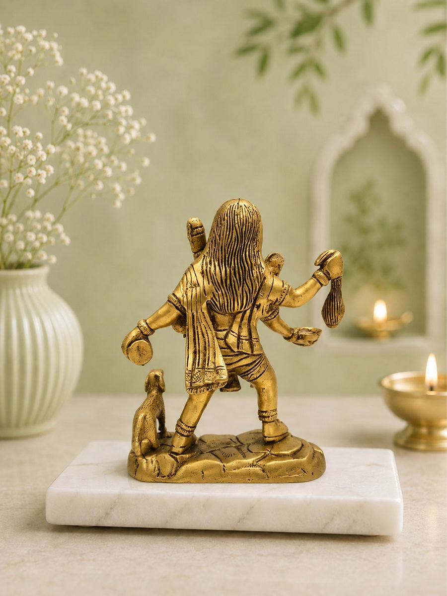 Brass Kaal Bhairav Idol with Shwan Dog for Home, Office & Vastu Protection
