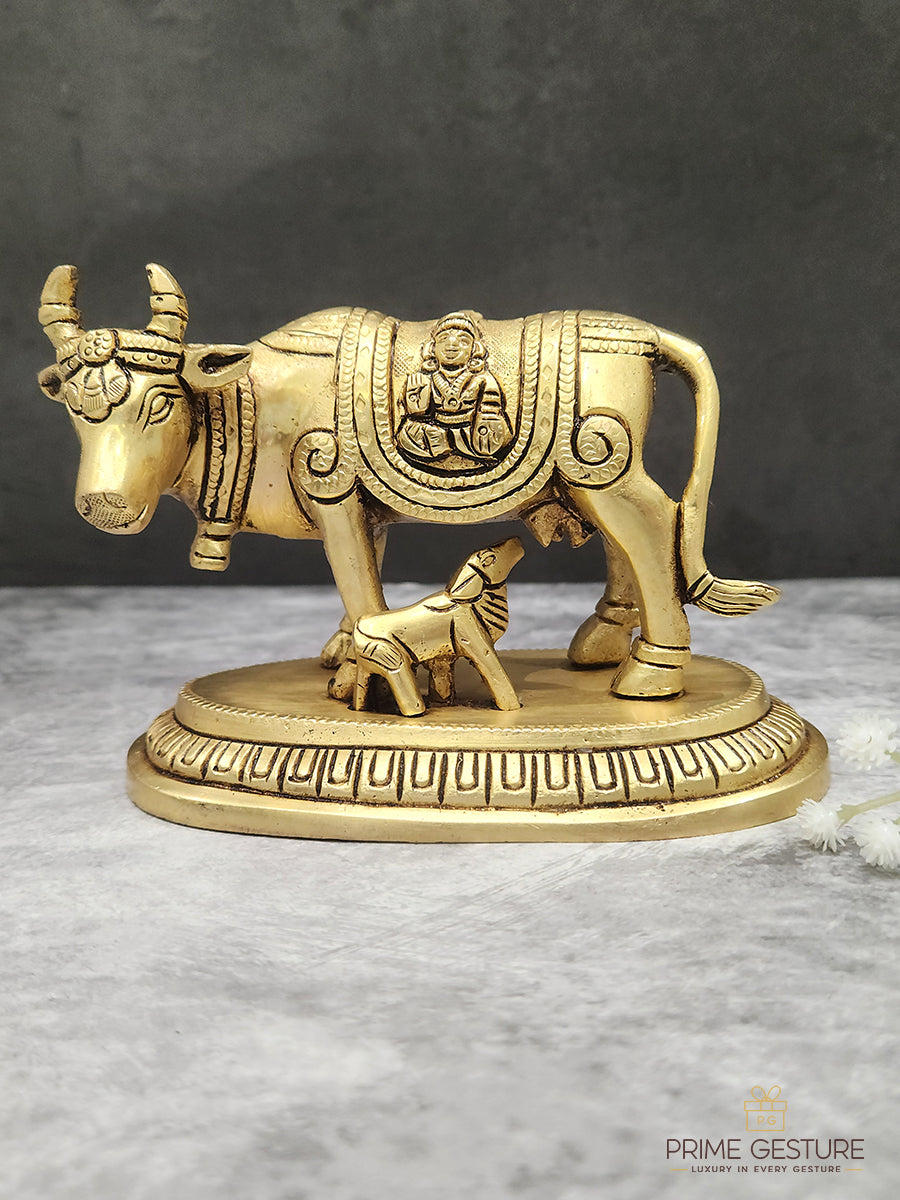 Brass Krishna Cow-Calf Idol