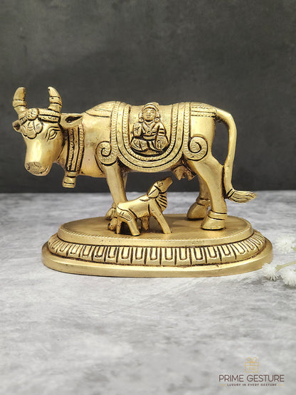 Brass Krishna Cow-Calf Idol