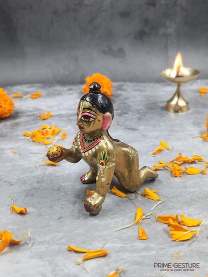 Laddu Gopal Antique Gold Finish for Home & Pooja