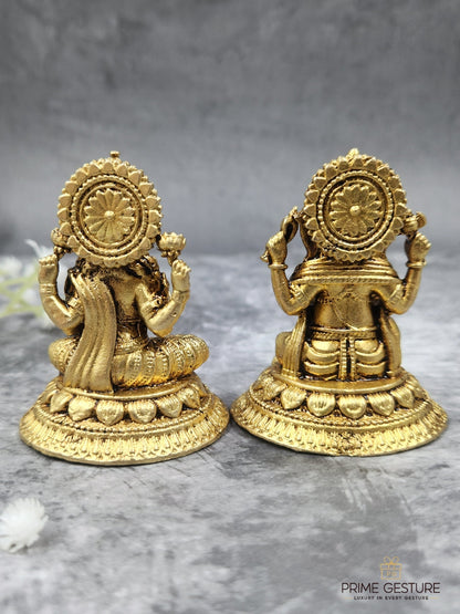 Brass Lakshmi Ganesh Idol Set – Harmony of Prosperity & Wisdom