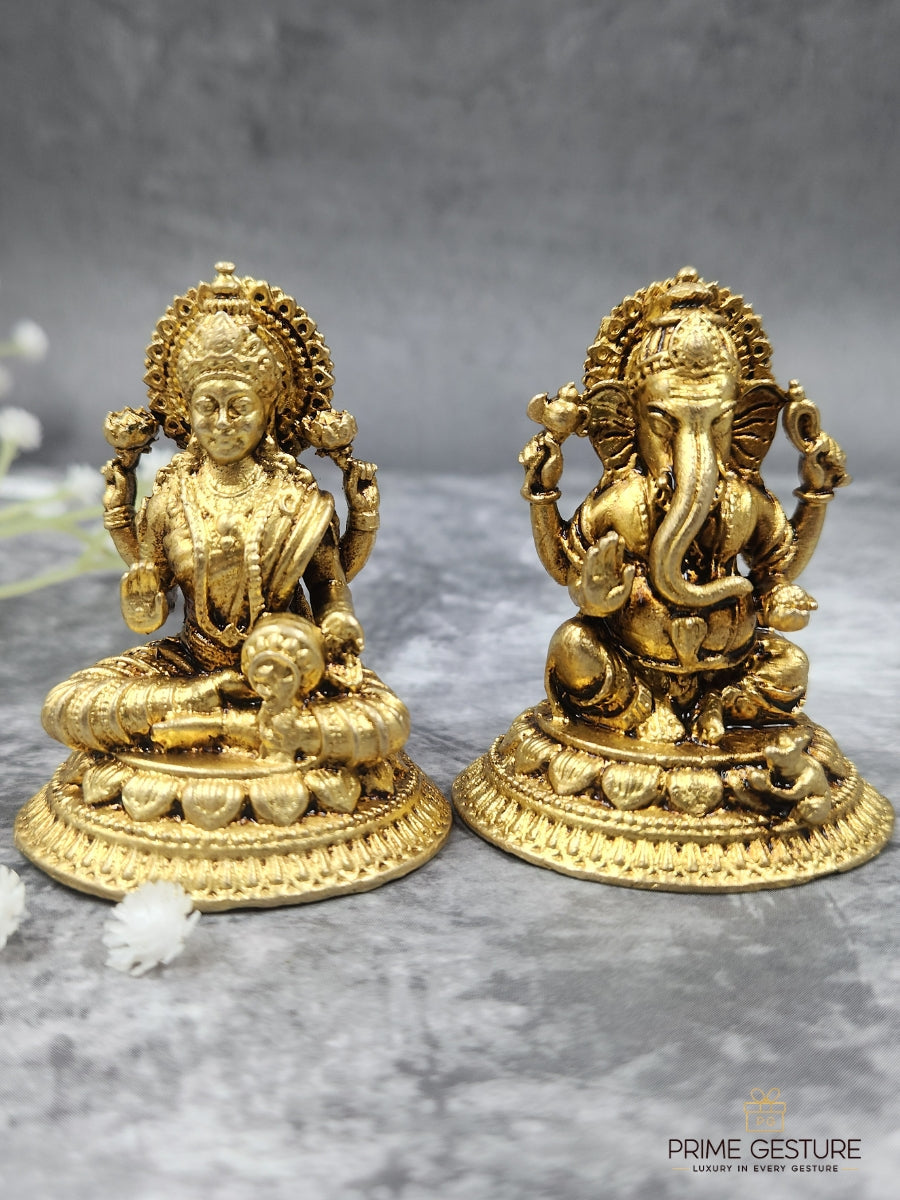 Brass Lakshmi Ganesh Idol Set – Harmony of Prosperity & Wisdom