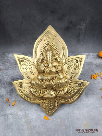 Pure Brass Lakshmi-Ganesh Wall Hanging