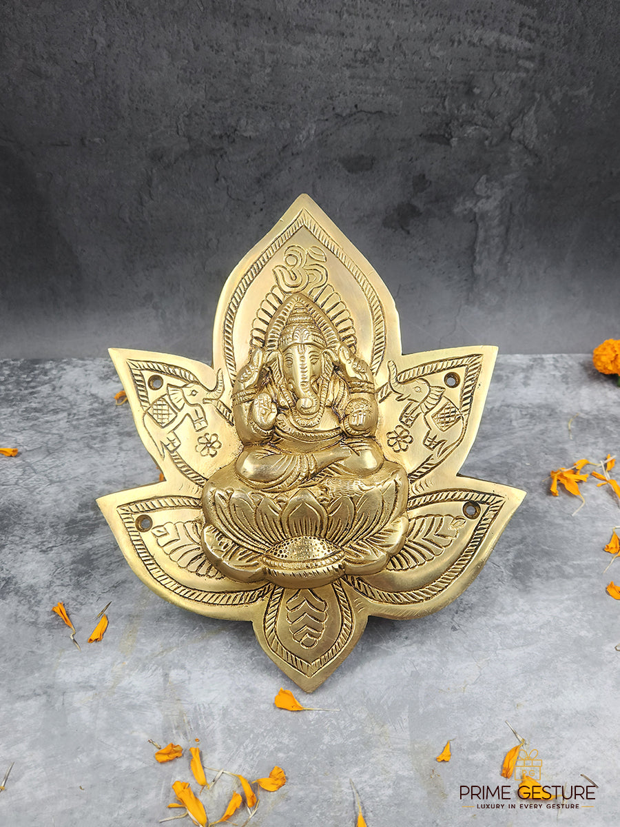 Pure Brass Lakshmi-Ganesh Wall Hanging