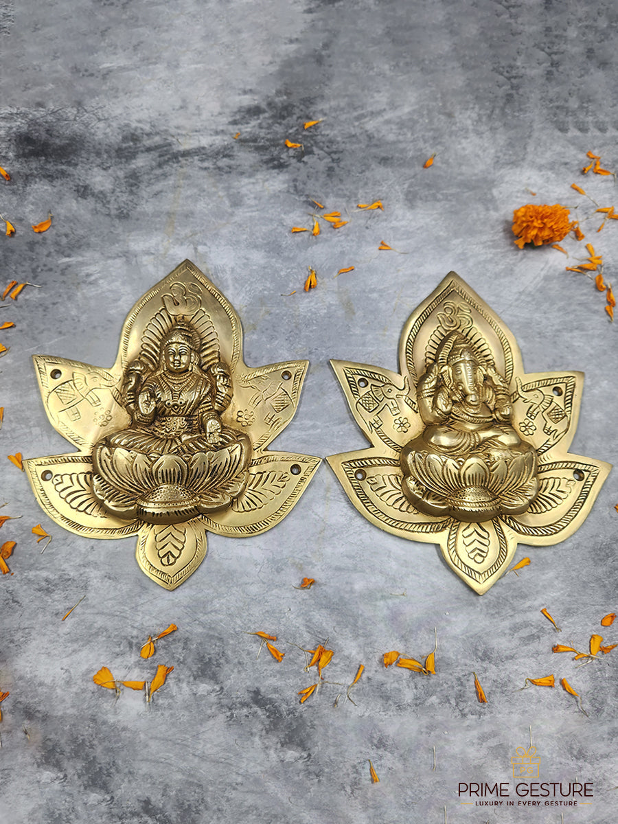 Pure Brass Lakshmi-Ganesh Wall Hanging