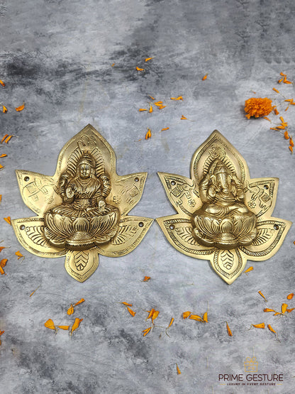 Pure Brass Lakshmi-Ganesh Wall Hanging