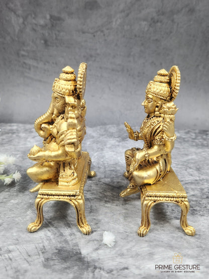 Brass Lakshmi Ganesh Chowki – A Centered Space for Daily Devotion