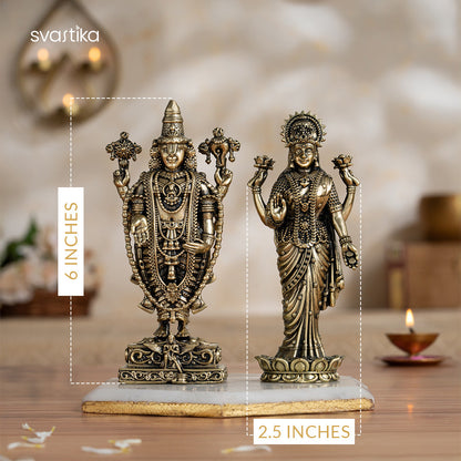 Brass Lord Balaji and Mata Lakshmi For Pooja Room - 6 Inch