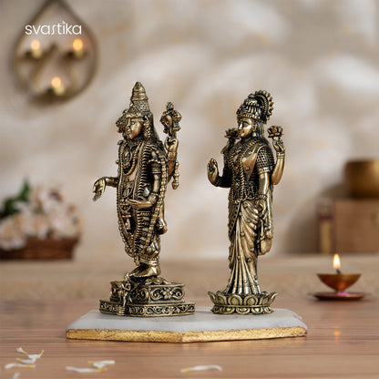 Brass Lord Balaji and Mata Lakshmi For Pooja Room - 6 Inch