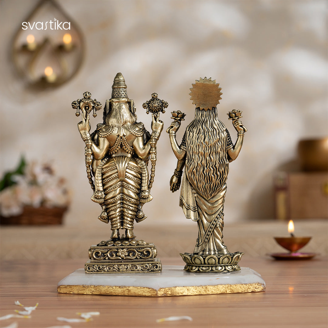 Brass Lord Balaji and Mata Lakshmi For Pooja Room - 6 Inch